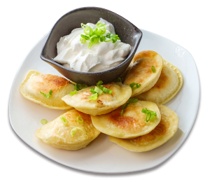 pierogi with sour cream