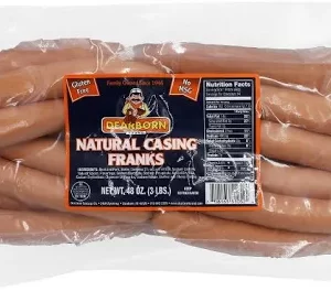 Dearborn Brand: Natural Casing Franks- 3pound's/24 hot dogs